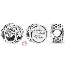 Sterling Silber 925 Baum des Lebens - Familie ist, wo die Liebe wächst, Perle für Armband Familie