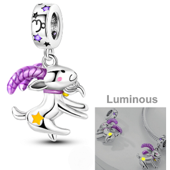 Sterling Silber 925 Luminous - Tierkreiszeichen Steinbock, Armband-Anhänger