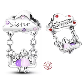 Sterling Silber 925 Sister - Ich werde immer dein Freund sein, Familienarmband-Anhänger