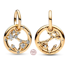 Charm Sterling Silber 925 Gold plattiert Sternzeichen Fische, Anhänger für Armband