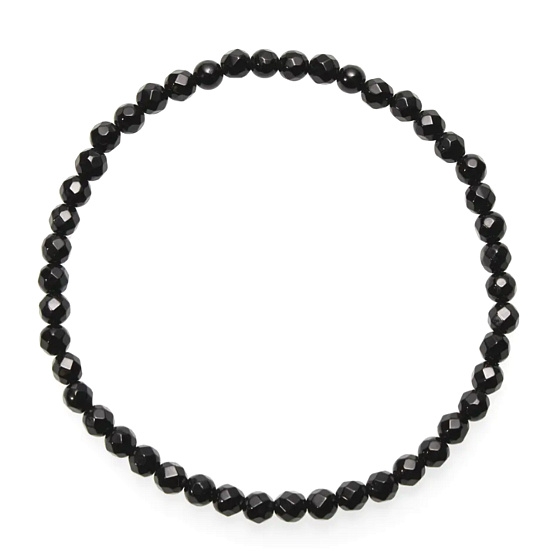 Onyx Facettenarmband elastischer Naturstein, Kugel 4 mm / 19 cm, Lebenskraftstein