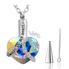 Gedenkanhänger, Herz, wasserdicht, Edelstahl blau - Für immer in deinem Herzen, 20 x 30 mm Gedenkanhänger, Herz, wasserdicht, Edelstahl blau - Für immer in deinem Herzen, 20 x 30 mm