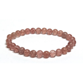 Quarz rosa / Erdbeere Armband elastisch Naturstein, Kugel 6 mm / 16-17 cm, die perfekte Heiler