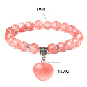 Kristall + Herz Armband elastisch Naturstein, Perle 8 mm / 19 cm, Stein Steine