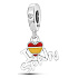 Charm Sterlingsilber 925 Spanien Flagge Herz - Ich liebe Spanien, 2-in-1 Anhänger für Armband Reisen