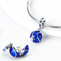 Sterling Silber 925 Universe dunkelblaue Galaxie, Stern, 2in1 Reise-Armband-Anhänger