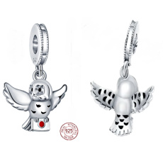 Sterling Silber 925 Harry Potter - Hedwig die Eule mit Brief, Anhänger für Armband