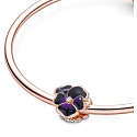 Sterling Silber 925 Dunkel lila Stiefmütterchen, Natur Armband Perle
