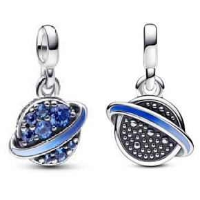 Charm Sterlingsilber 925 Planet Saturn - Mini-Medaillon, Anhänger für Armband Weltraum