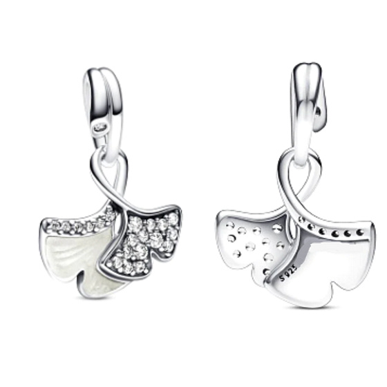 Sterling Silber 925 Ginkgo Biloba Blatt Symbol der Gesundheit, Widerstandsfähigkeit, Natur Armband Anhänger