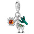 Charms Sterling Silber 925 Peru - Lama, Kaktus, Sonne 3in1, Reisearmband Anhänger