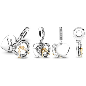 Charme Sterling Silber 925 Happy Anniversary, 2in1 Jahrestag Armband Anhänger