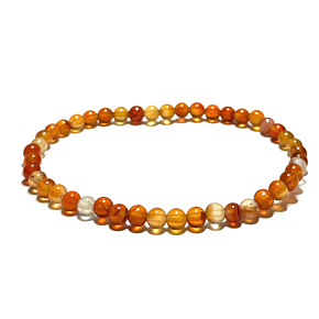 Oranger Achat elastisches Armband Naturstein, Kugel 4 mm / 19 cm, Stabilität, Energie, Selbstvertrauen