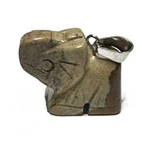 Jaspis braun Elefantenanhänger Naturstein, handgeschliffene Figur 1,8 x 2,5 x 8 mm, Stein der positiven Energie