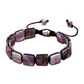 Ametyst náramek pletený přírodní kámen, rozměr 10 x 10 x 5 mm / 18,5 cm, posuvné zapínání, kámen králů a biskupů