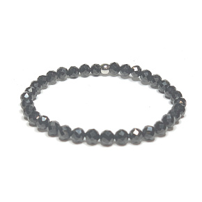 Spinell-Facettenarmband elastisch Naturstein, Kugel 5 mm / 16 - 17 cm