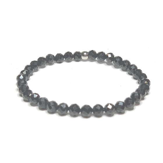 Spinell-Facettenarmband elastisch Naturstein, Kugel 5 mm / 16 - 17 cm