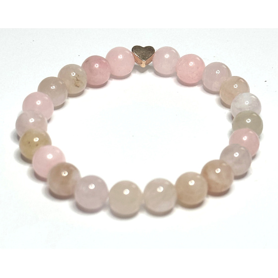 Morganit rosa Armband elastisch Naturstein, Kugel 8 mm / 16-17 cm, Stein der göttlichen Liebe