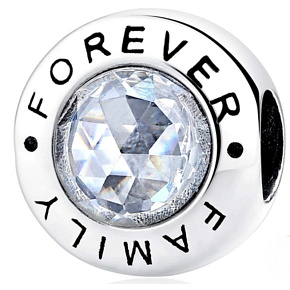 Charme Sterling Silber 925 Familie für immer, Perle auf Armband Familie