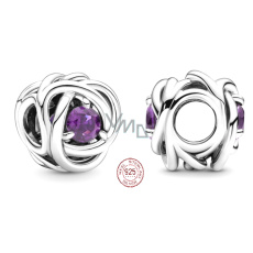 Charme Sterling Silber 925 Unendlicher Kreis der Ewigkeit Februar lila, Perle für Armband