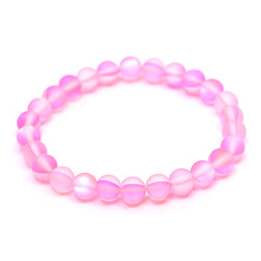 Opalit rosa matt Armband elastisch, Kunststeinkugel 6 mm / 16 cm, für Kinder, Wunsch- und Hoffnungsstein
