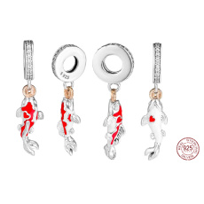 Sterling Silber 925 Fisch als Glücksbringer, Tierarmband-Anhänger