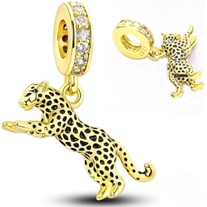 Charm Sterling Silber 925 Leopard, Tierarmband-Anhänger