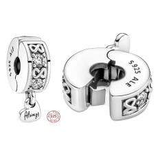 Charm Sterling Silber 925 Family Forever Pavé Stopper, Clip Perle auf Armband Familie