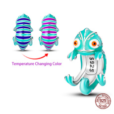 Charm Sterling Silber 925 Thermo - Chamäleon, das die Farben wechselt, Perle am Armband Tier