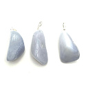 Chalcedon Trommel Anhänger Naturstein, 2,2 - 3 cm, 1 Stück, Stein der Liebe und Freude