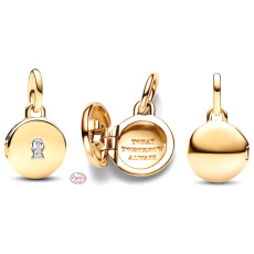 Charme Sterling Silber 925 Gold Medaillon Schlüsselanhänger Armband Liebe