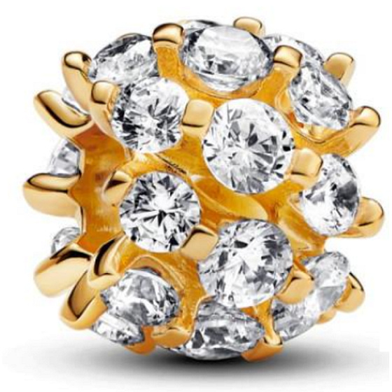 Charme Sterling Silber 925 Gold glitter runden Charme, Perle auf Armband Symbol