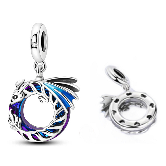 Charm Drak modrý, korálek na náramek zvíře