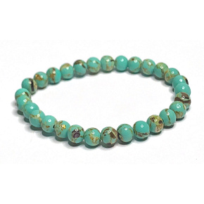 Tyrkenit grün-blau Armband elastische Perle 6 mm / 16-17 cm, Stein der jungen Menschen, auf der Suche nach einem Lebensziel
