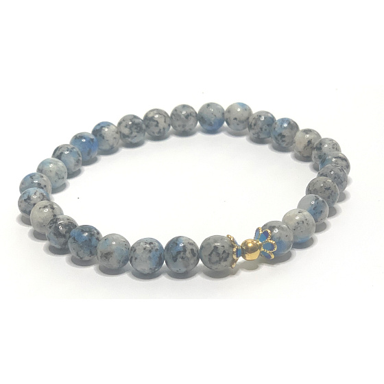 K2 Azurit in Granit Armband elastischer Naturstein, Kugel 8 mm / 23 cm