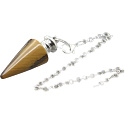 Tigerauge Pendel Naturstein 3,5 cm + Kette mit Kugel 18 cm, Stein der Sonne und Erde, bringt Glück und Reichtum