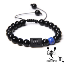 Onyx Skorpion Sternzeichen, Natursteinarmband, 8mm Kugel/ verstellbare Größe, Lebenskraftstein Onyx Skorpion Sternzeichen, Natursteinarmband, 8mm Kugel/ verstellbare Größe, Lebenskraftstein