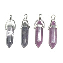 Amethyst Pendel Sechseck Anhänger Naturstein 41 x 13 mm, Stein der Könige und Bischöfe