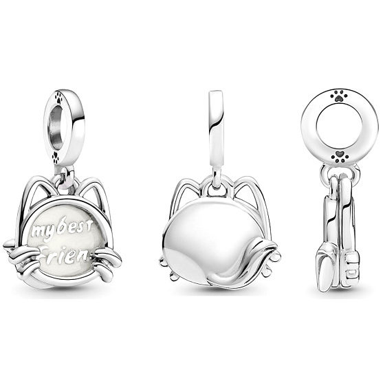 Sterling Silber 925 Mein Kätzchen - mein bester Freund, 2in1-Anhänger für Haustier-Armband