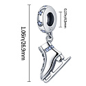 Charme Sterling Silber 925 Schlittschuhe mit blauen Zirkonia, Anhänger am Armband Sport