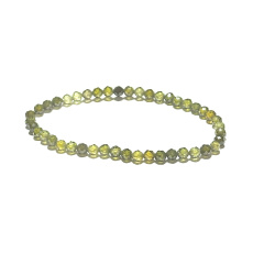 Zirkon grüner facettierter Armband elastisch Naturstein, Kugel 4 mm / 19 cm, Stein des Gedächtnisses, Selbstbewusstseins und Erfolgs