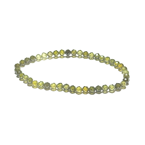 Zirkon grüner facettierter Armband elastisch Naturstein, Kugel 4 mm / 19 cm, Stein des Gedächtnisses, Selbstbewusstseins und Erfolgs