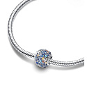 Charm Sterlingsilber 925 Planet Merkur und funkelnde Sterne, Anhänger für Armband Weltraum