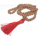 108 Mala Shiva Rudraksha, Meditationsschmuck, natürliche indische Samen, geknotet, elastisch, handgefertigt, Quaste 8 cm, Perle 7-8 mm