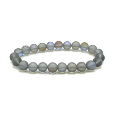 Opalit Labradorit mattes Armband elastisch, Kunststeinperle 8 mm / 16-17 cm, Wunsch- und Hoffnungsstein