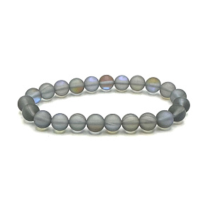 Opalit Labradorit mattes Armband elastisch, Kunststeinperle 8 mm / 16-17 cm, Wunsch- und Hoffnungsstein