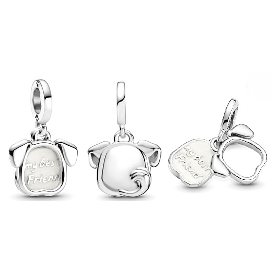 Charm Sterlingsilber 925 Hund - mein Hündchen - mein bester Freund, 2-in-1 Anhänger für Haustierarmband