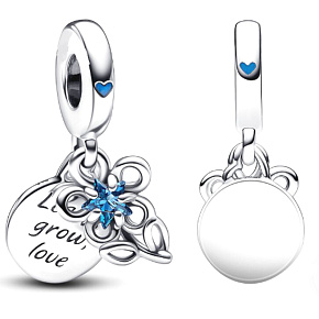 Sterling Silber 925 Blühende Blume 2in1, Anhänger für Armband Familie