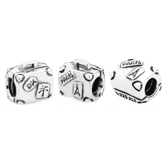 Charm Sterling Silber 925 Reiseetui Paris, Reisearmband Perle