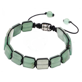 Aventurin zelený náramek pletený přírodní kámen, rozměr 10 x 10 x 5 mm / 18,5 cm, posuvné zapínání, kámen štěstí